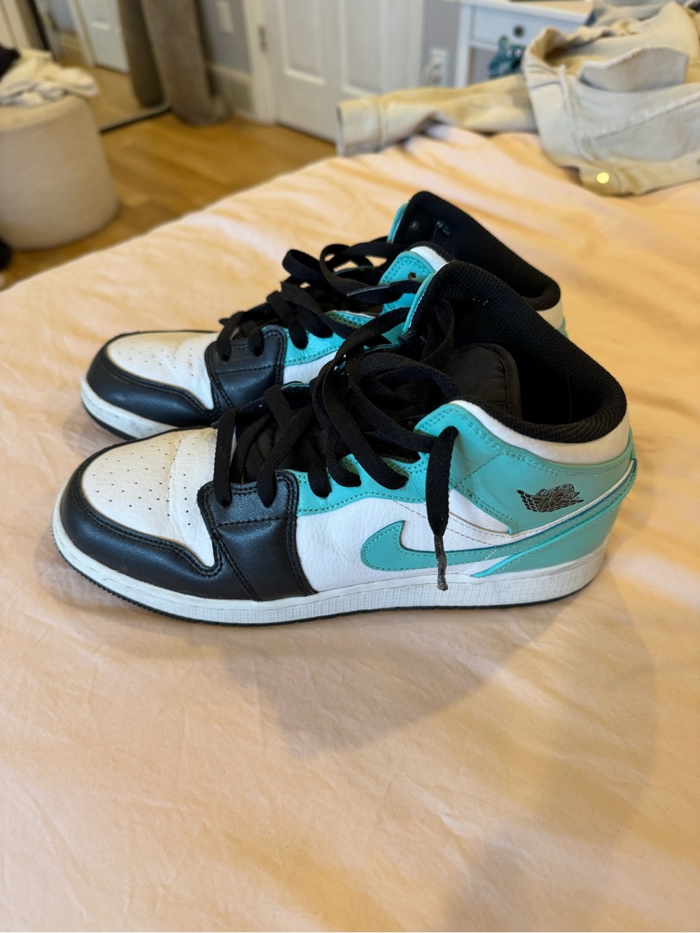 Teal & Black High-Top Sneakers